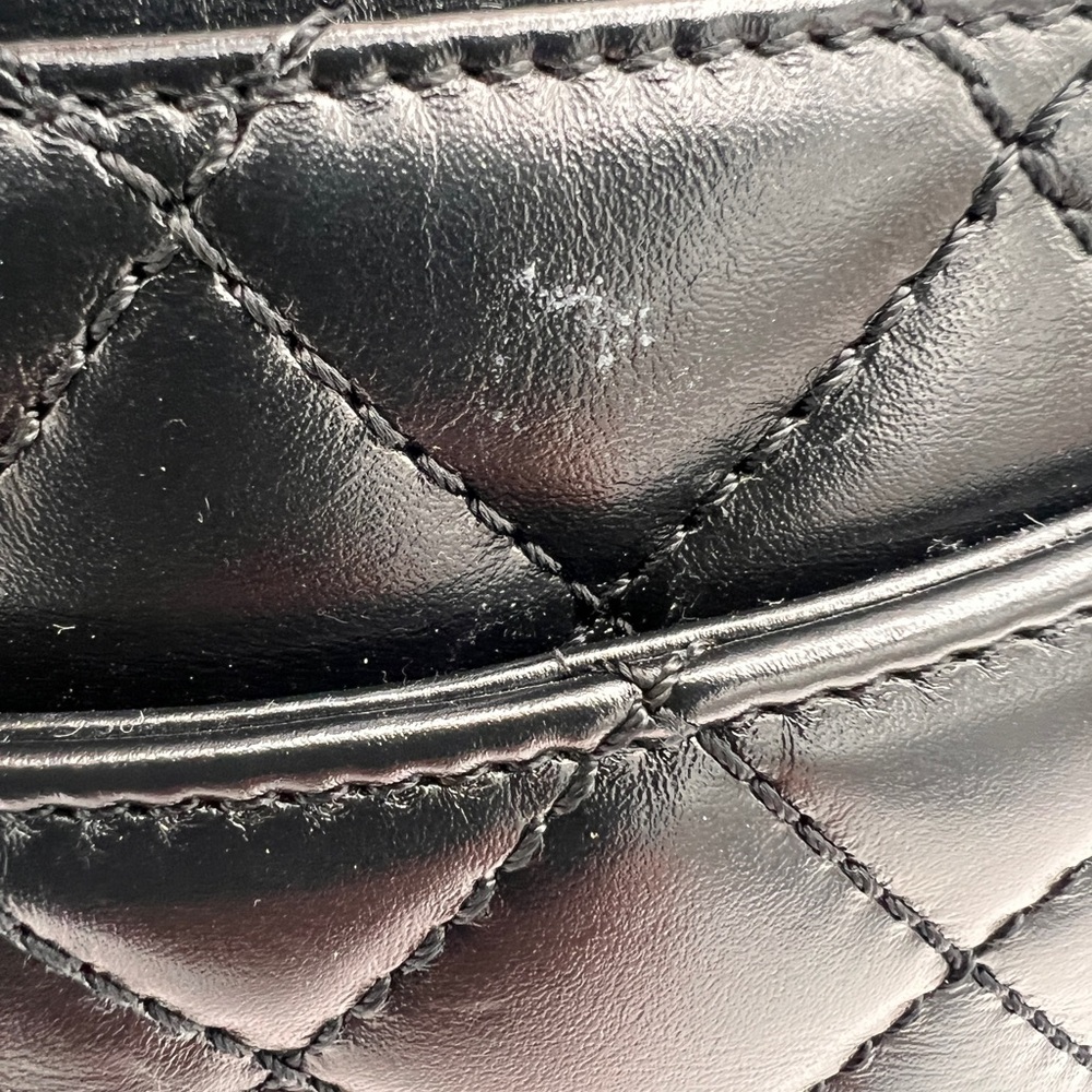 CHANEL Shiny Calfskin Quilted Mini Coco Chain Gold Handle Flap Black Bag - Picture 7 of 16